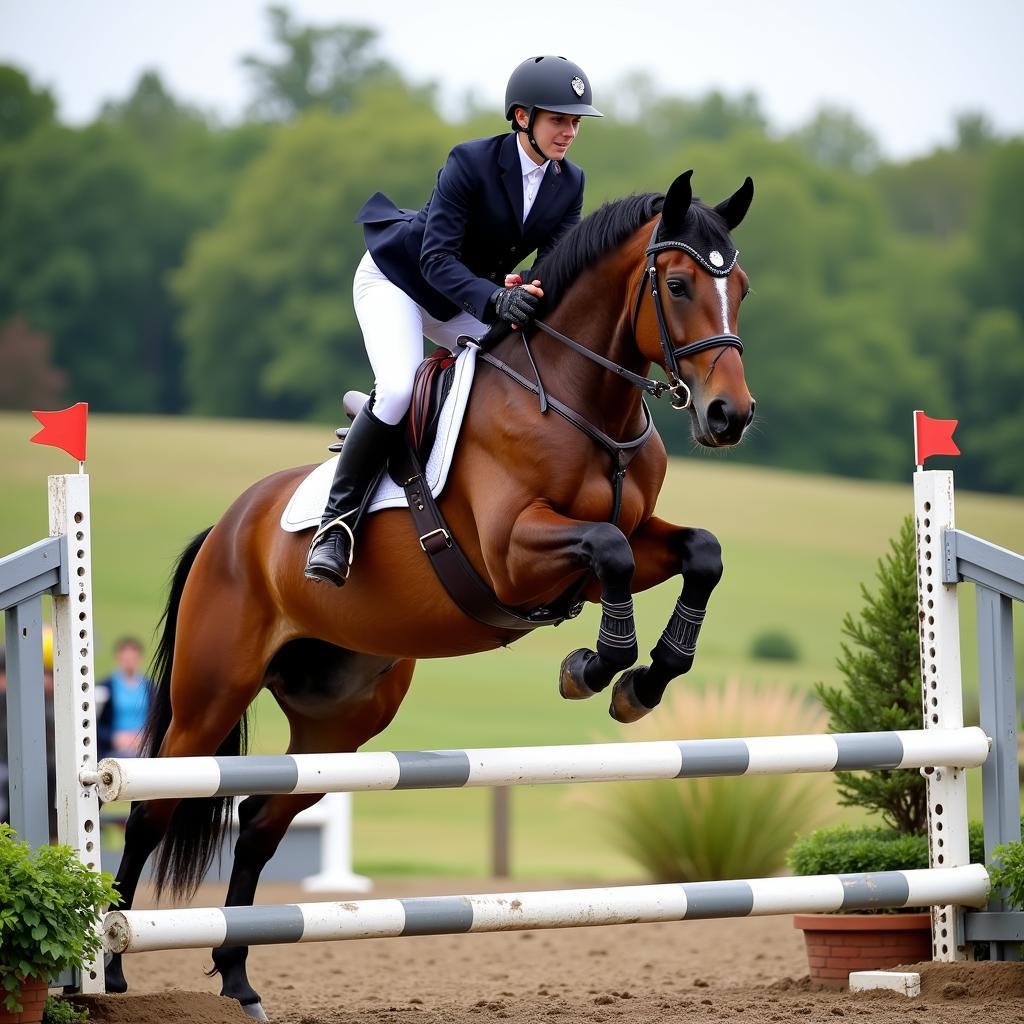 Field Trial Horse Jumping a Fence