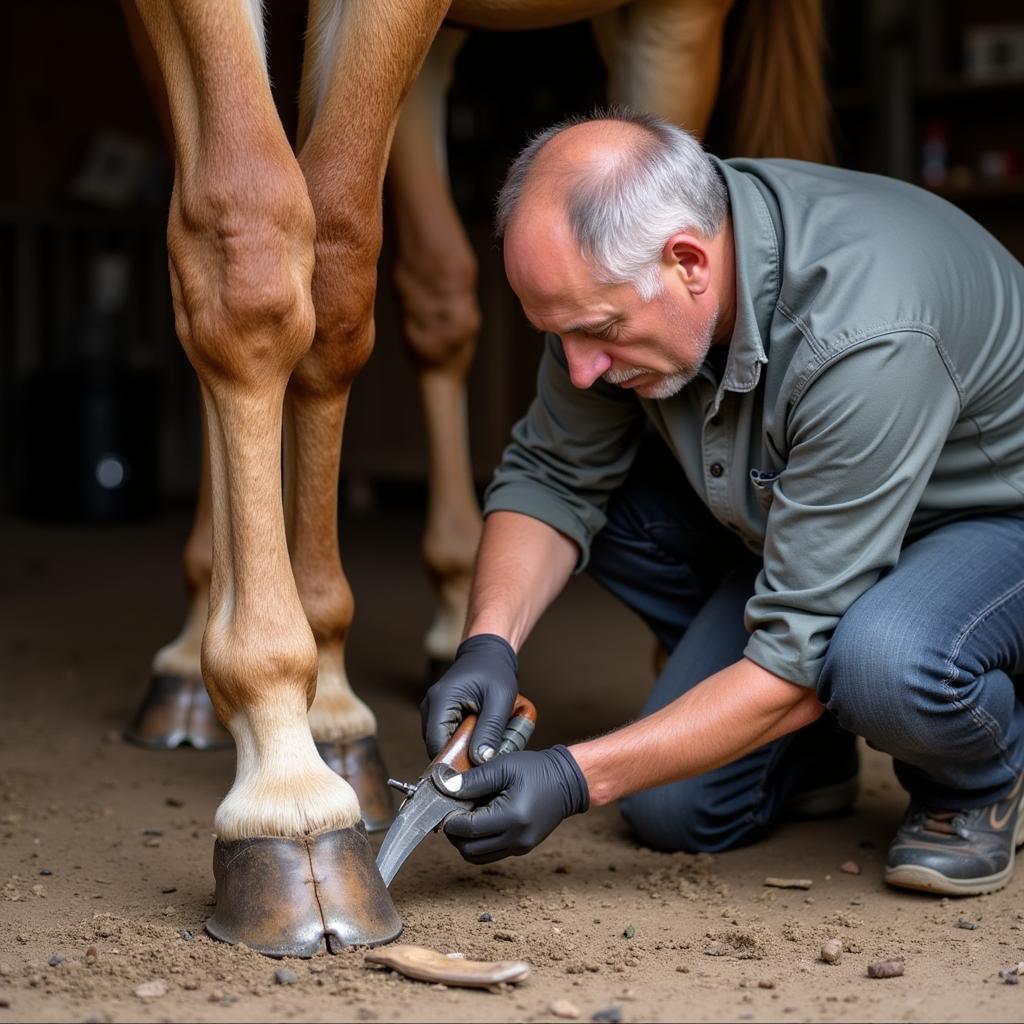 Freiberger Horse Receiving Hoof Care