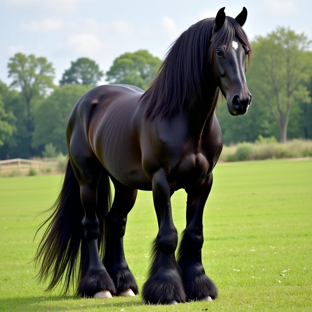 Friesian horse resembling the Darth Vader horse persona