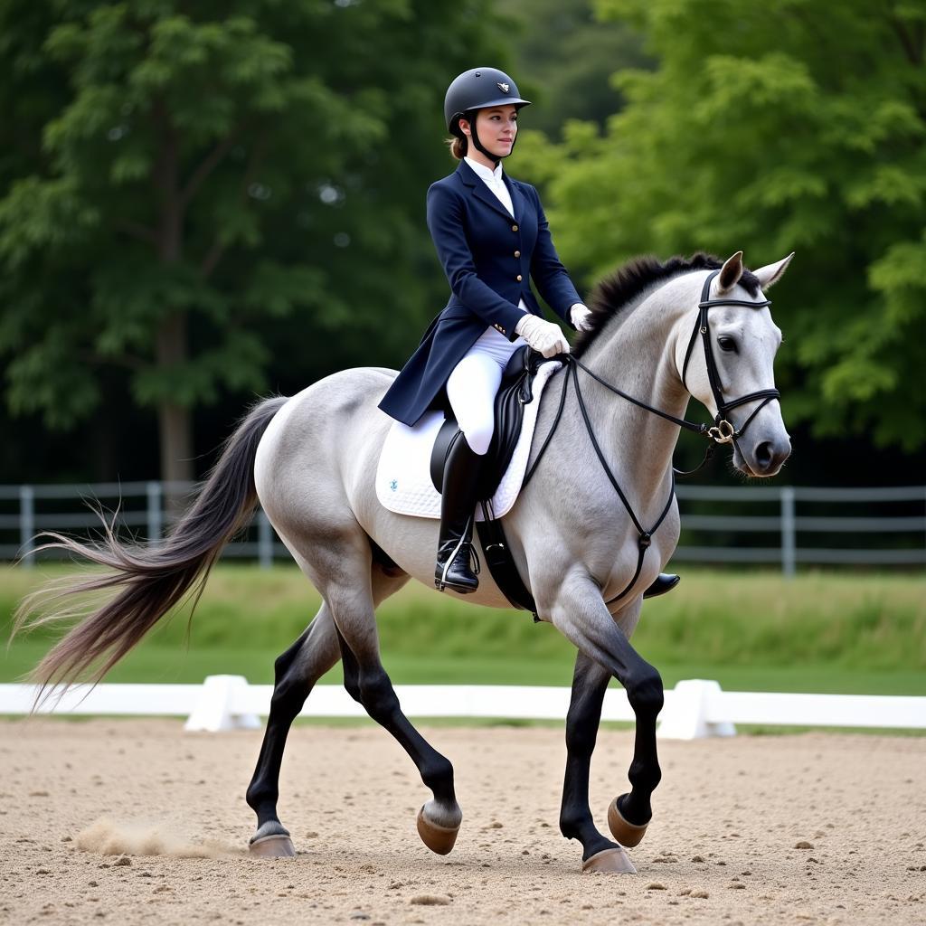 Gaming Horse in a Dressage Arena