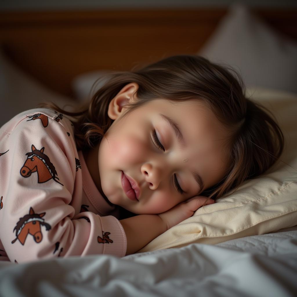 Girl Sleeping Peacefully in a Horse Nightgown