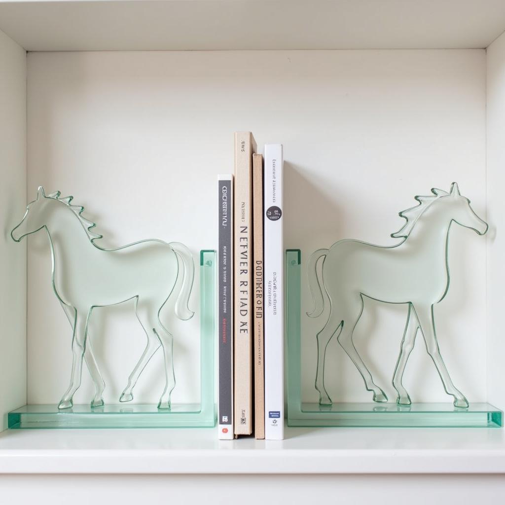 Modern Glass Horse Bookends