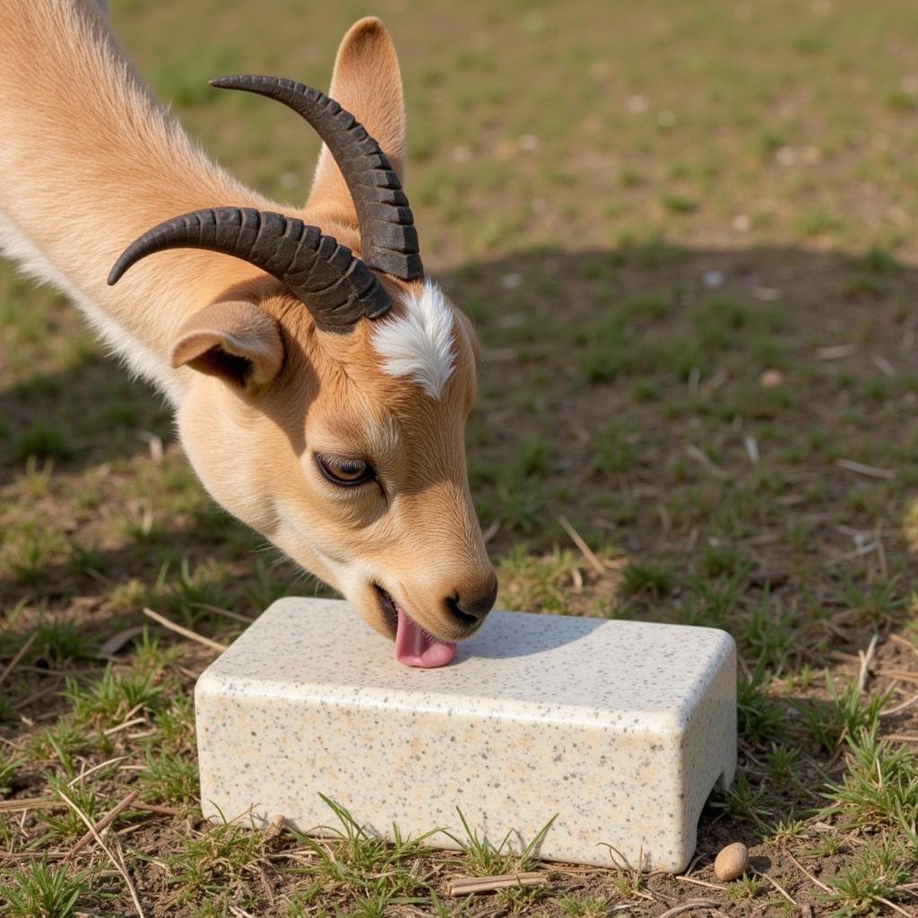 Goat Receiving Mineral Supplement