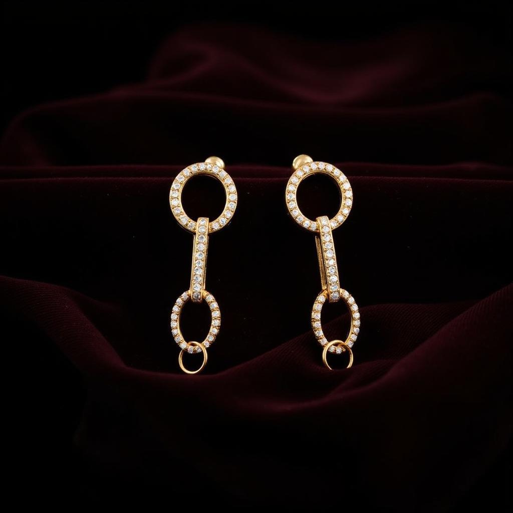 Gold Horse Bit Earrings with Diamonds