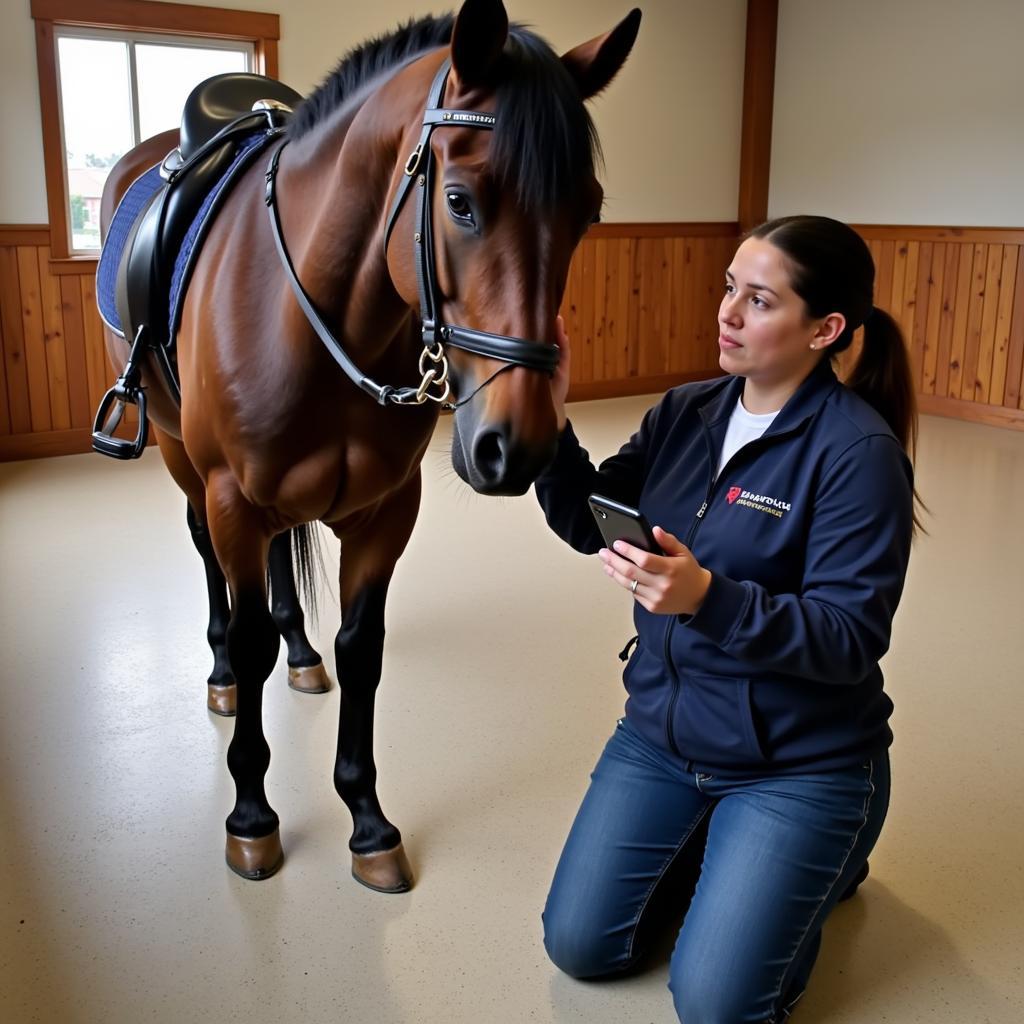 Veterinarian Conducting a Physical Exam on a Grand Prix Show Jumper