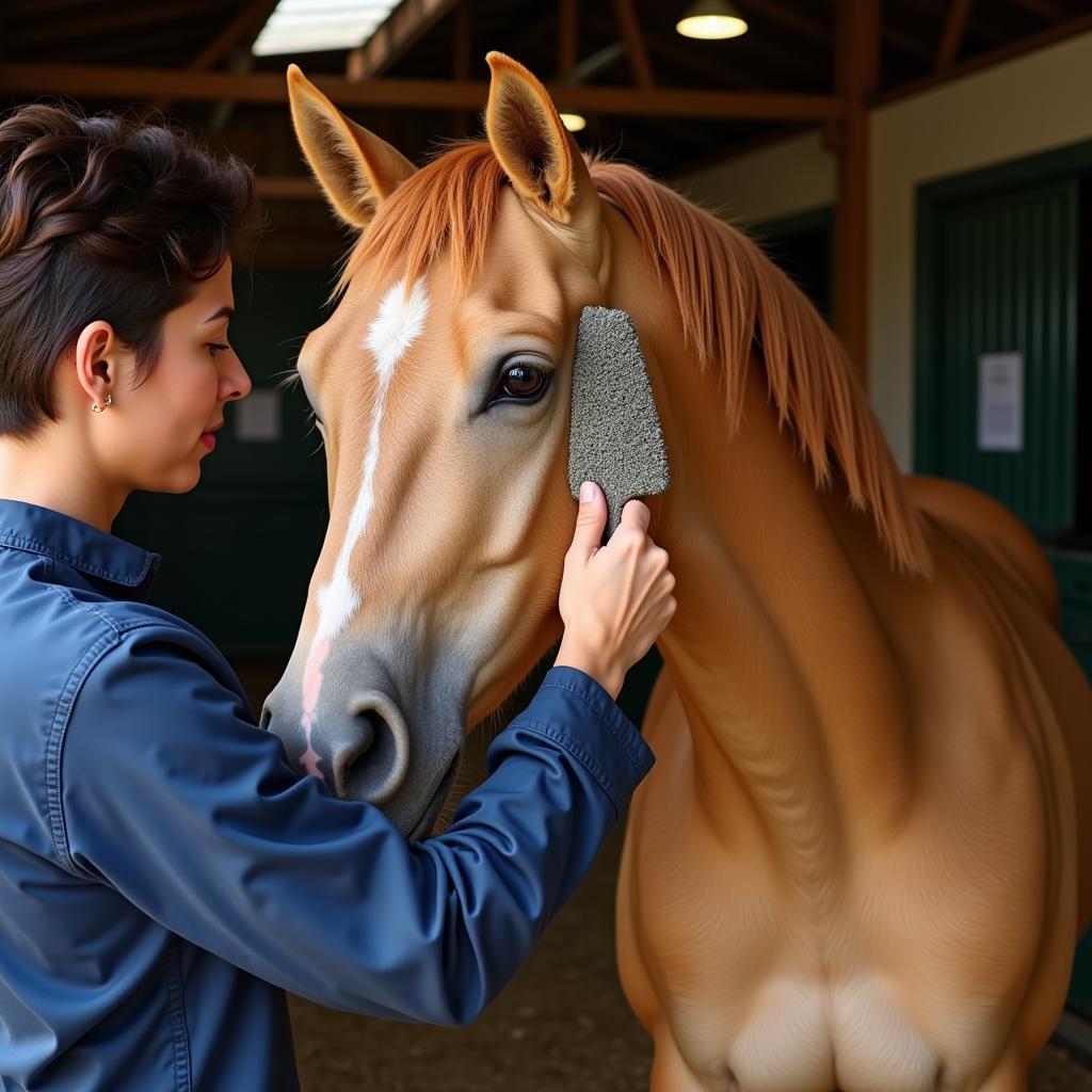 Grooming a Champagne Horse