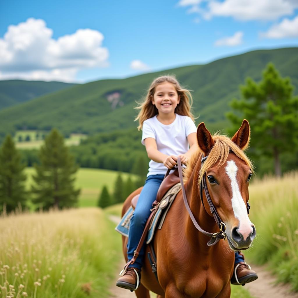 Happy Child on Pony Trail Ride