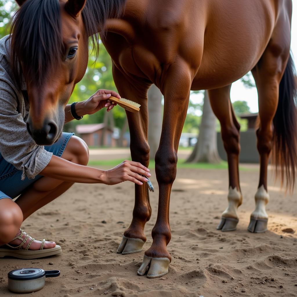 Grooming and Hoof Care for a Hawaiian Horse