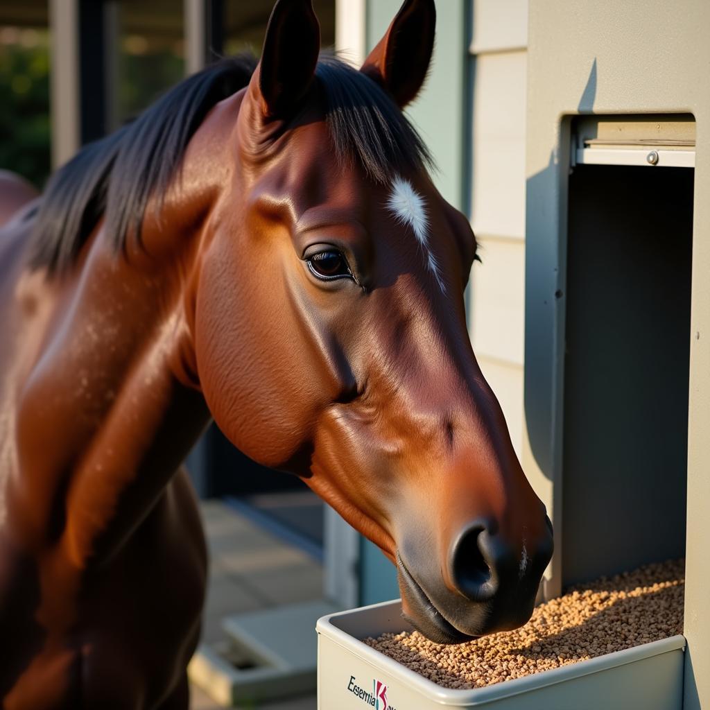 Healthy Horse Consuming Essential K Feed