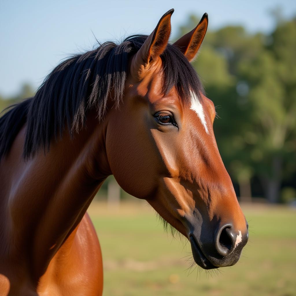 Healthy horse with a shiny coat