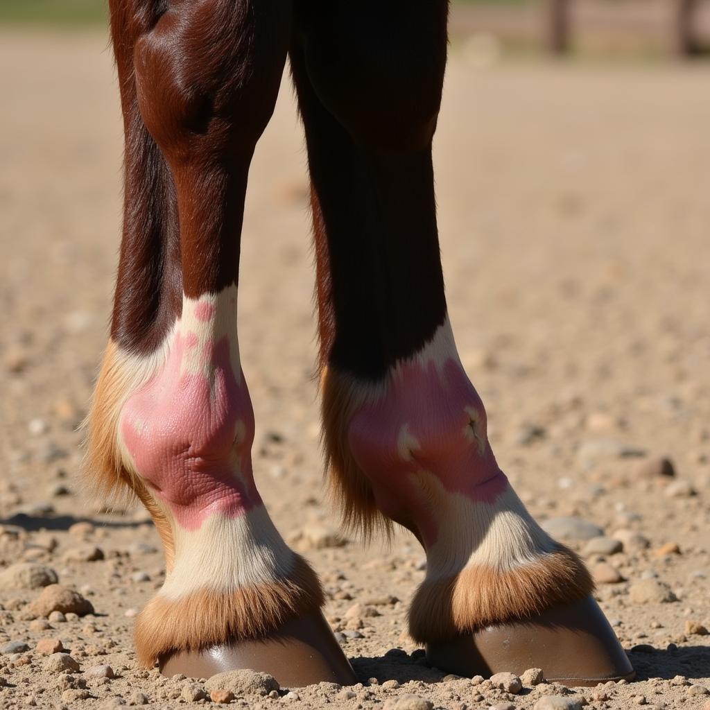 Swollen Hind Leg Tendon in a Horse