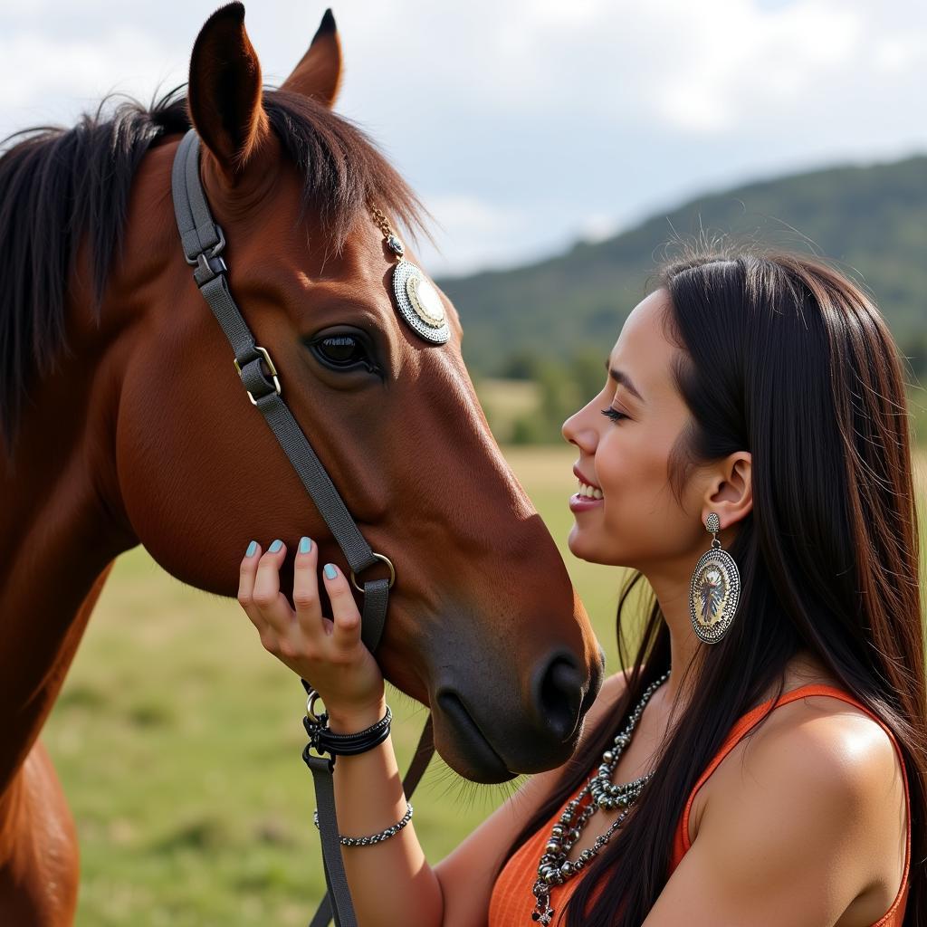 Horse and Owner Bonding over a Shared Native American Heritage