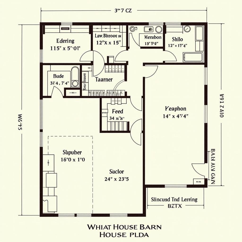 Floor plan of a horse barn house combo