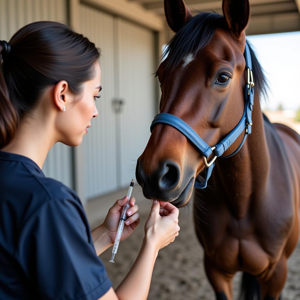 Horse Being Sedated by Vet