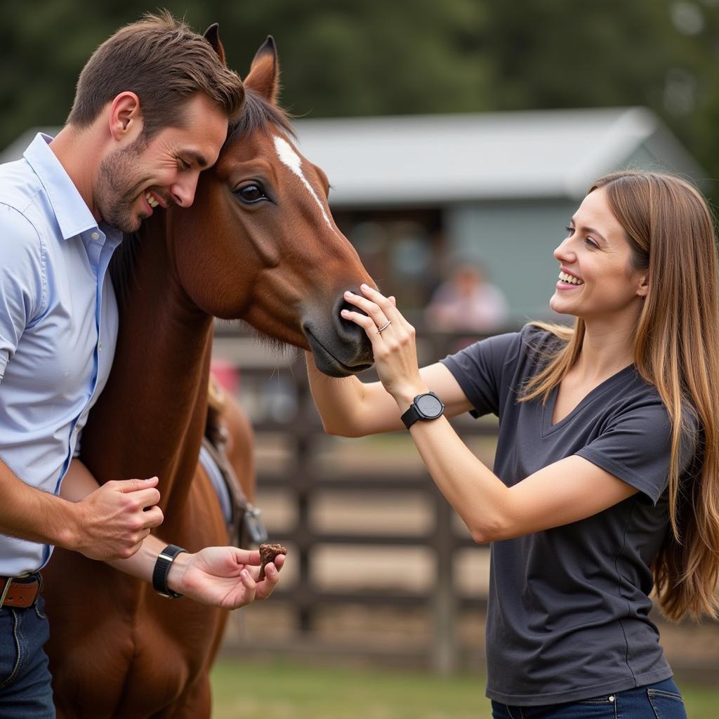 Horse Being Trained with Positive Reinforcement