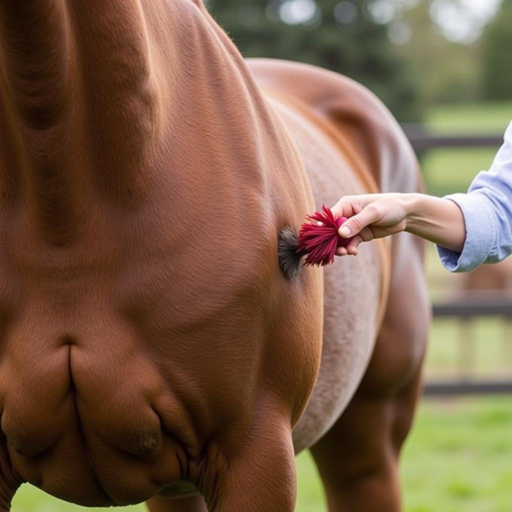 Grooming a Horse's Breast