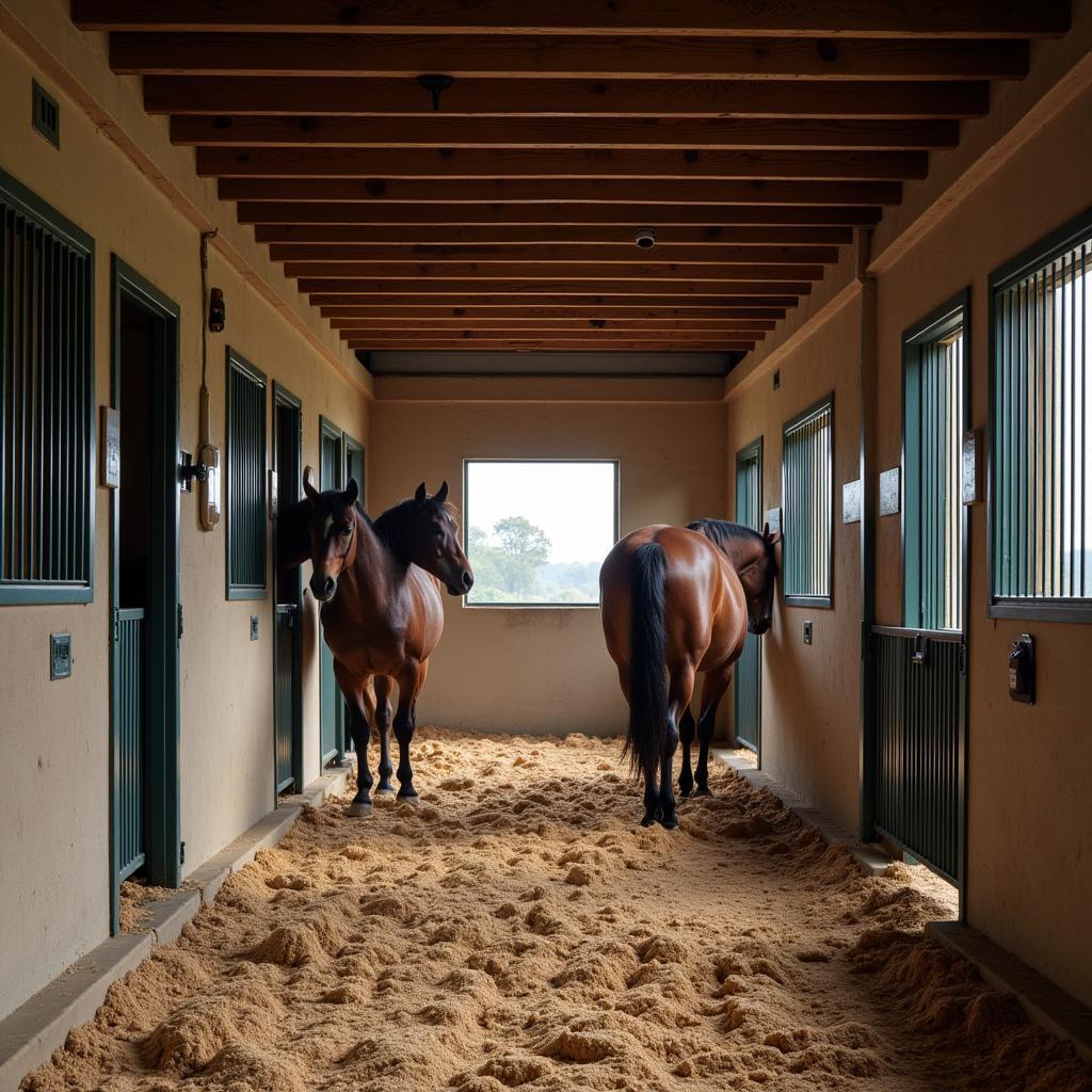 Modern Stable in an Indian Horse Breeding Farm