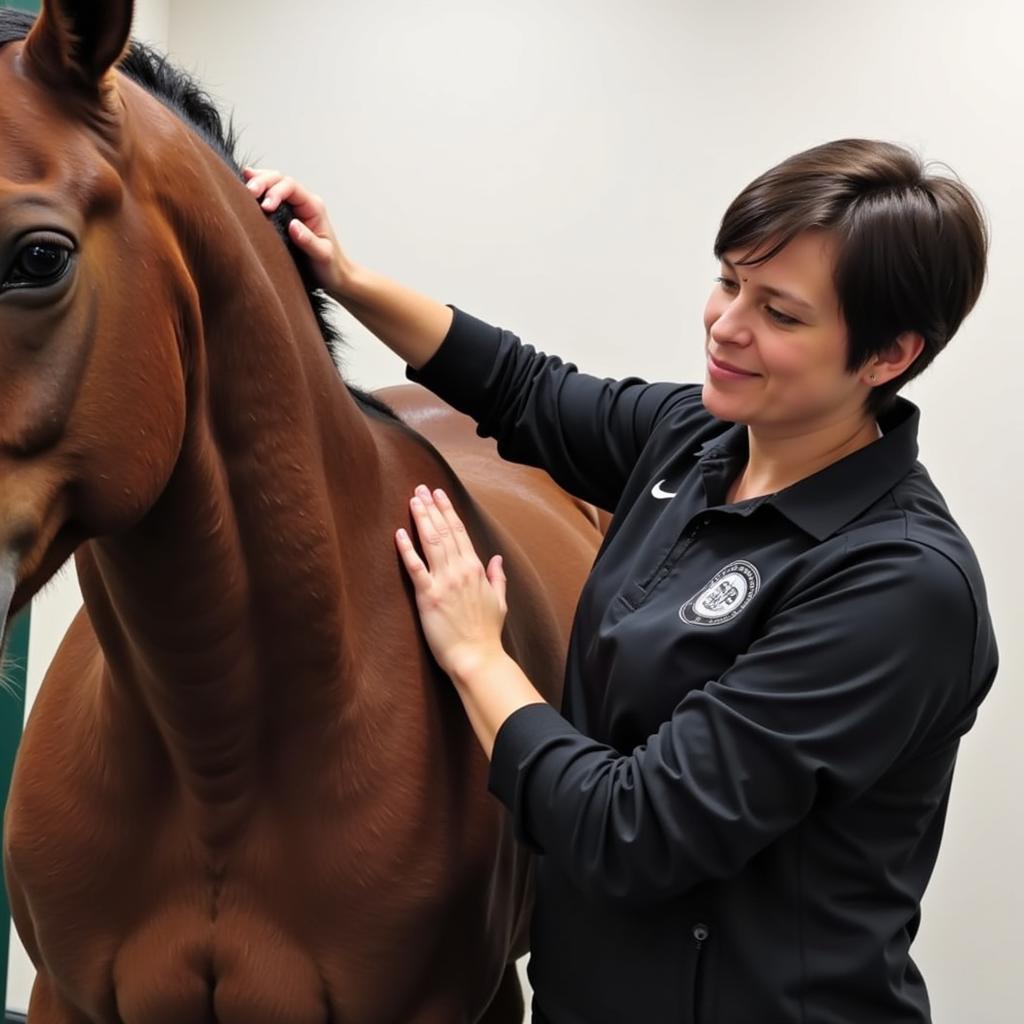 Equine Chiropractor Examining a Horse's Posture