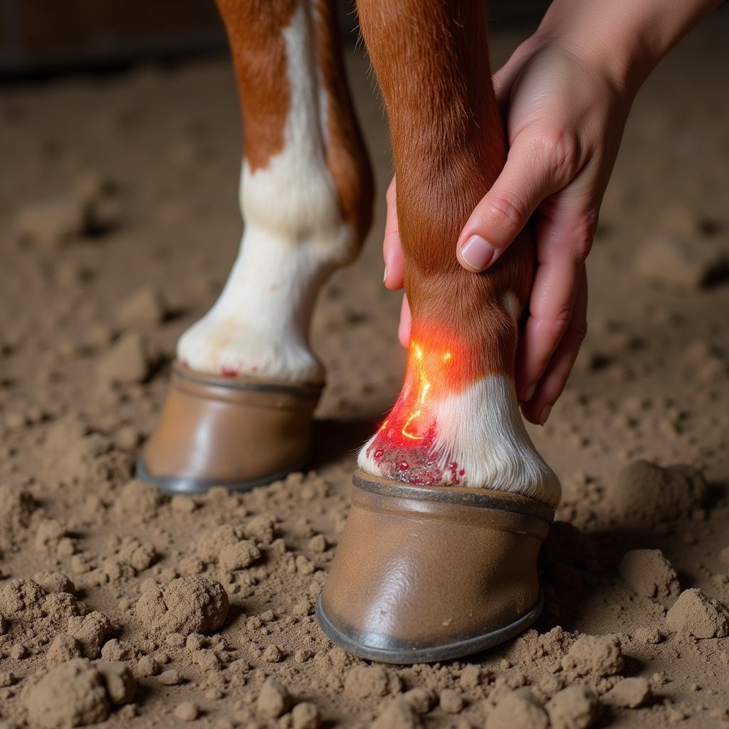 Horse with Cushing's experiencing laminitis pain