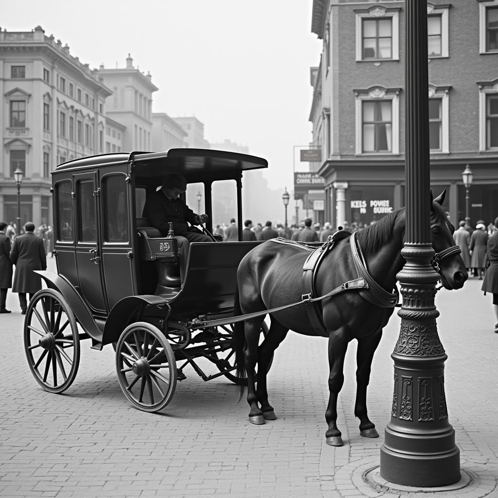 Horse-Drawn Carriage at Hitching Post