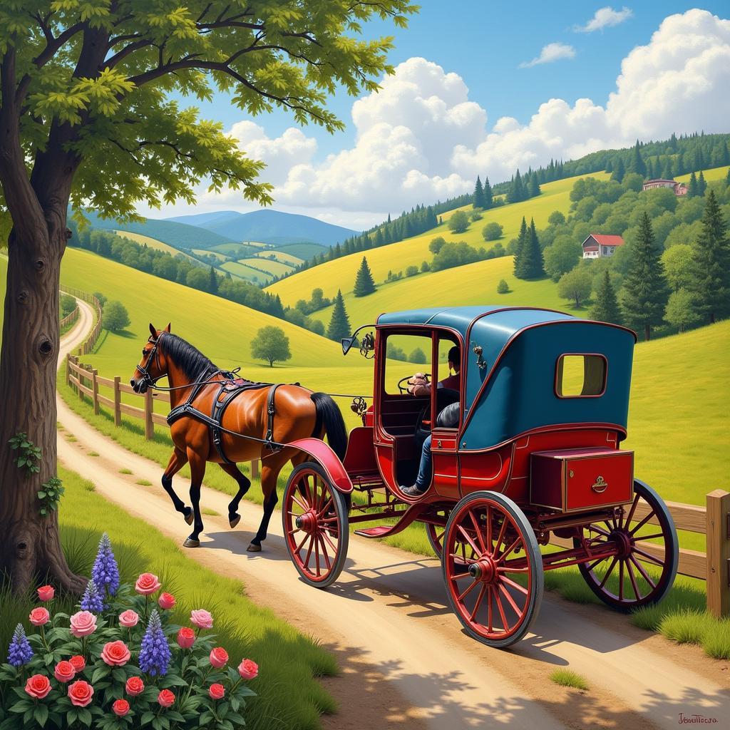 Horse Drawn Carriage in Painting