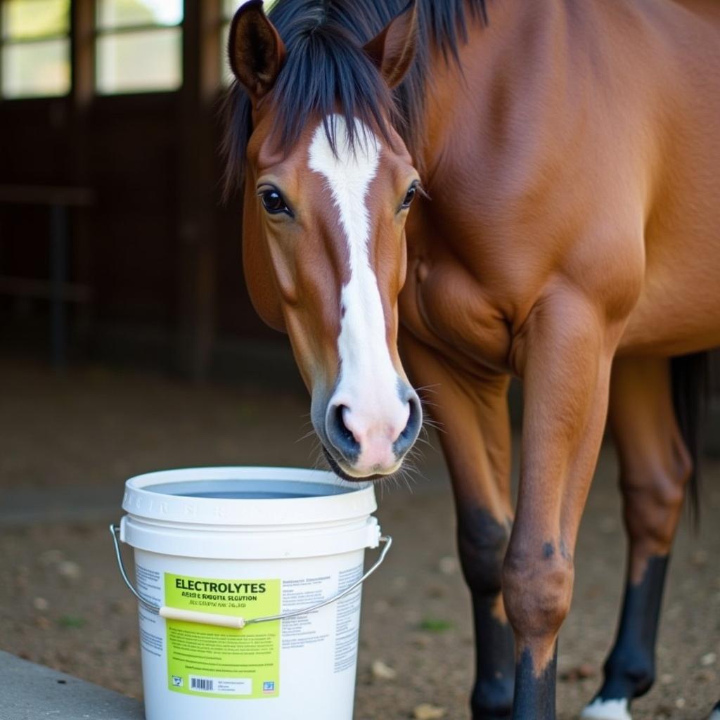 Horse Drinking Electrolyte Water