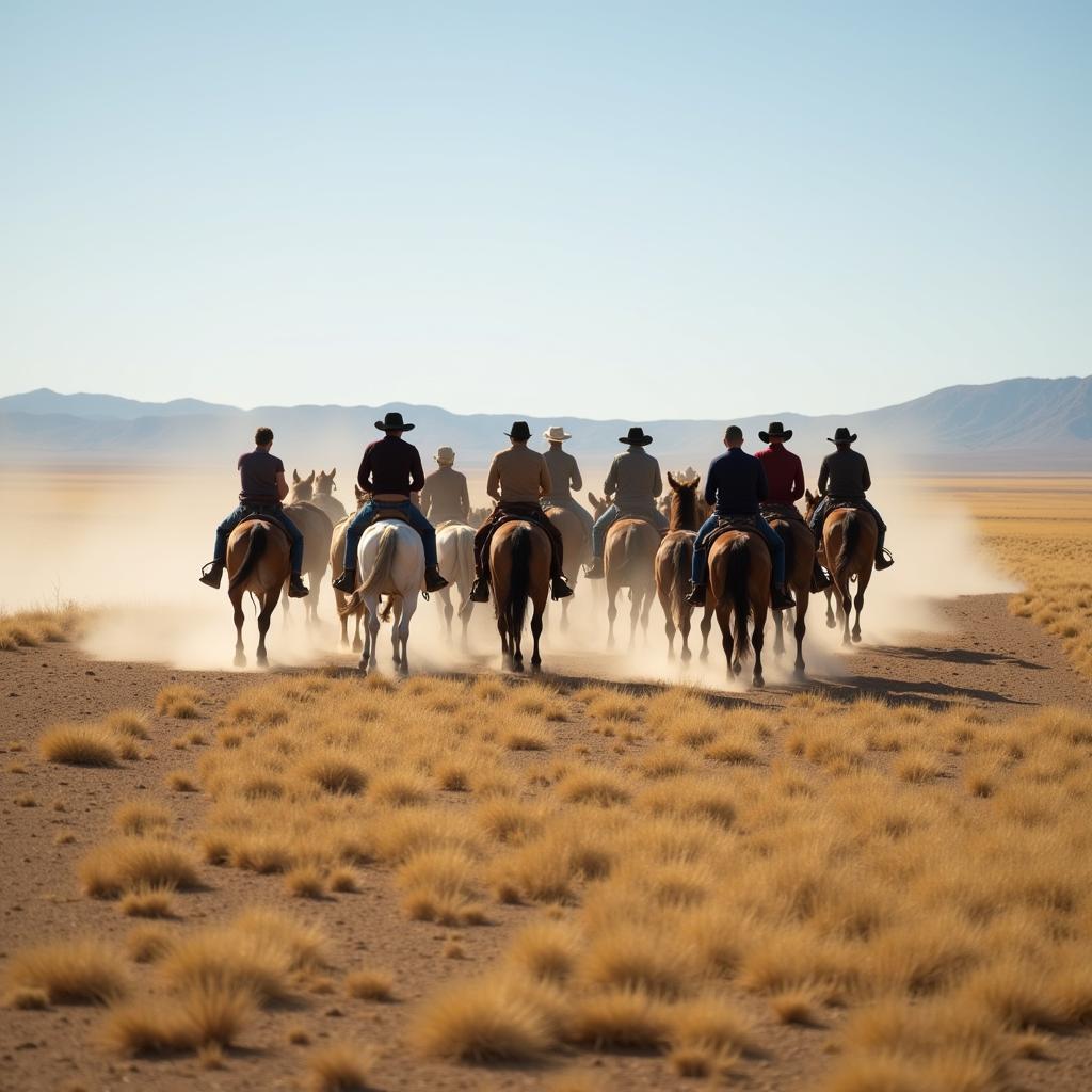 Horses Being Driven Across Open Plains