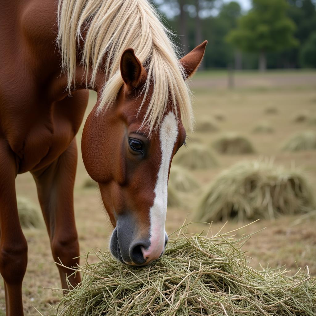 Horse Eating Hay