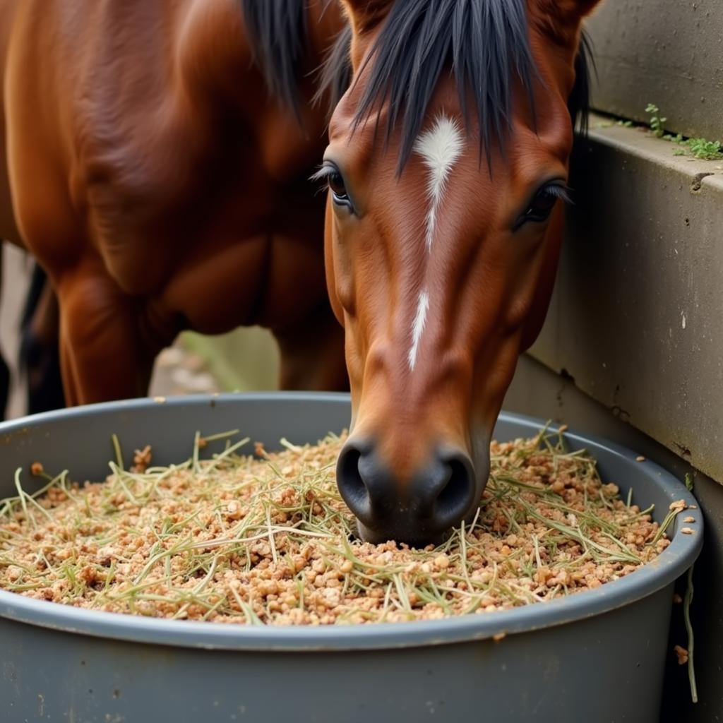 Horse Eating NSC Rich Feed