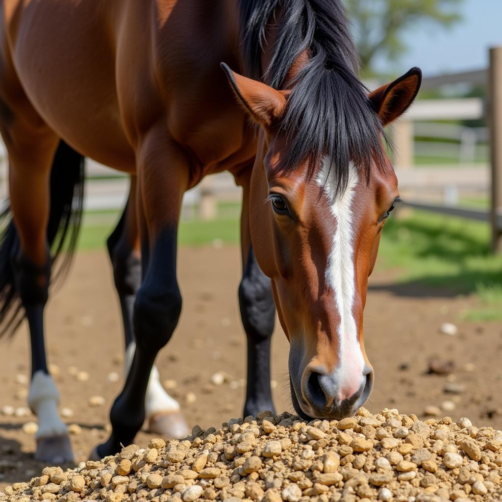 Horse Eating Organic Supplements