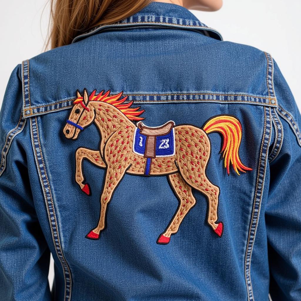 Horse Embroidery Design on a Denim Jacket