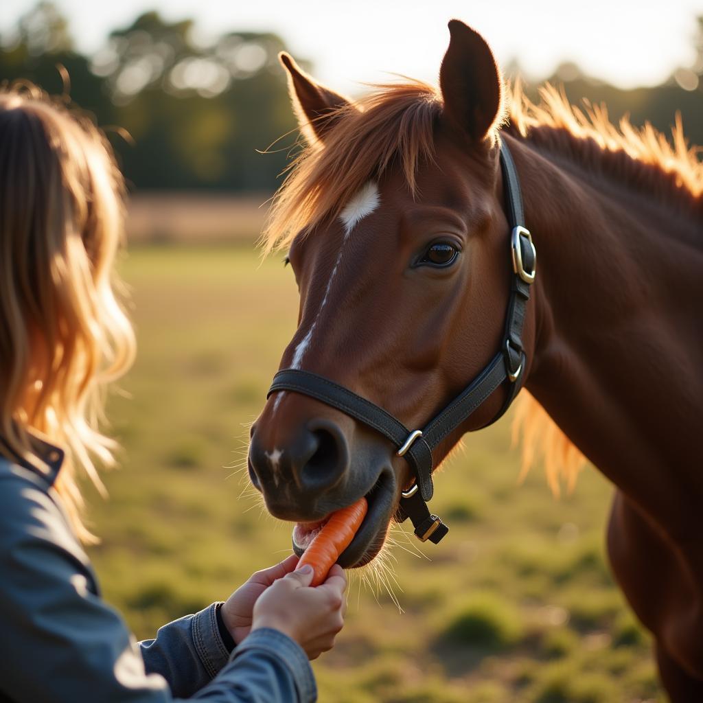 Horse Enjoying an Organic Treat