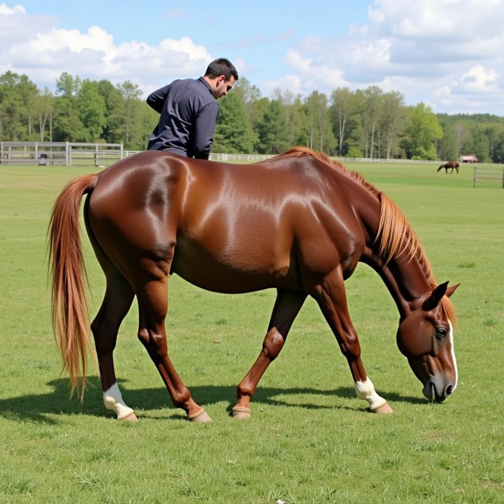 Happy and Healthy Horse Enjoying Pasture after Chiropractic Adjustment