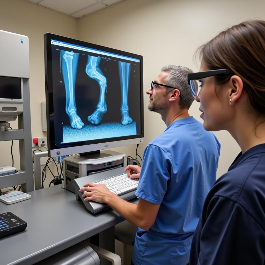 Horse Foot X-Ray Procedure in a Veterinary Clinic