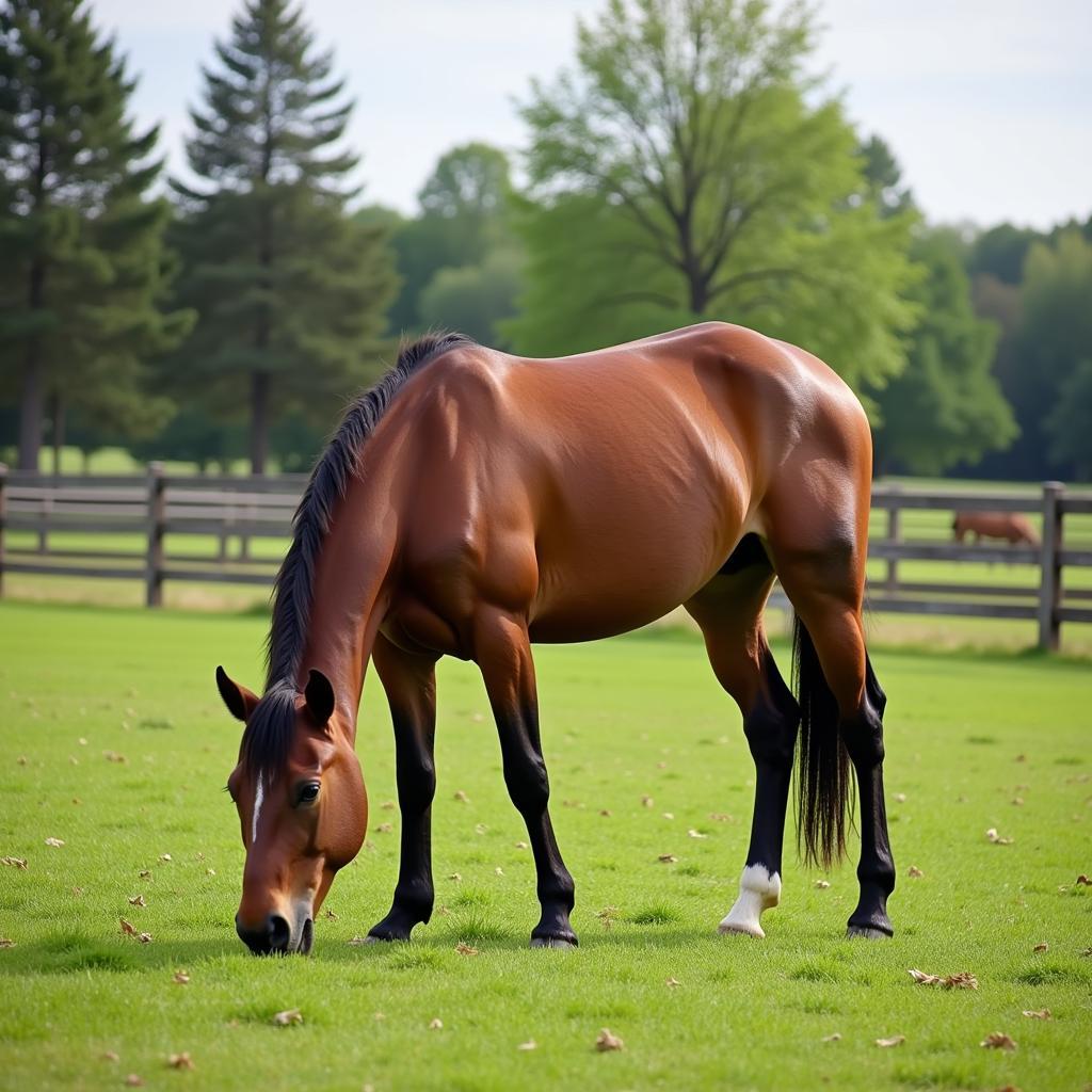 Horse Grazing After Prascend Treatment