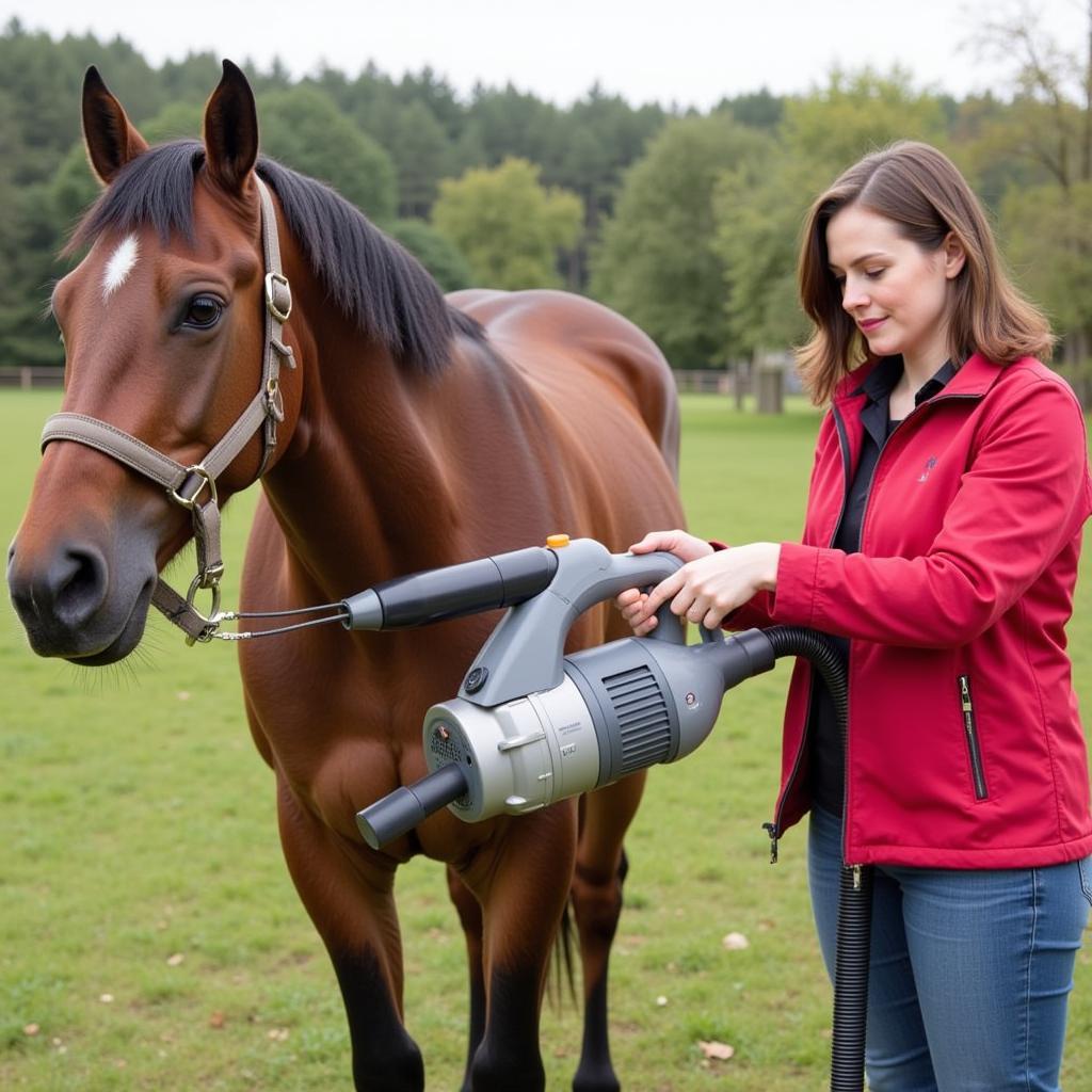 Horse Grooming Vacuum in Action