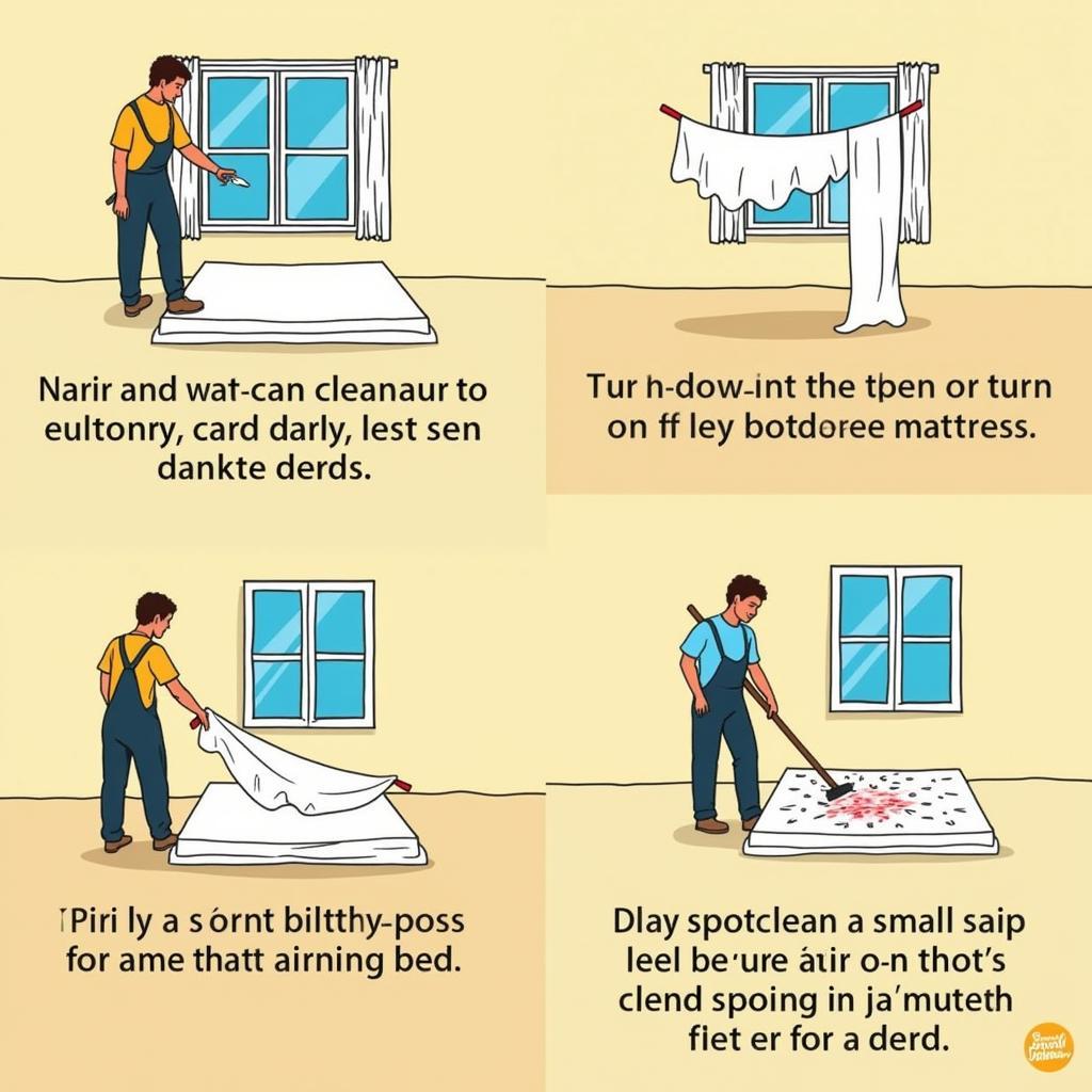 Proper care and maintenance of a horse hair bed including airing, turning, and spot cleaning.