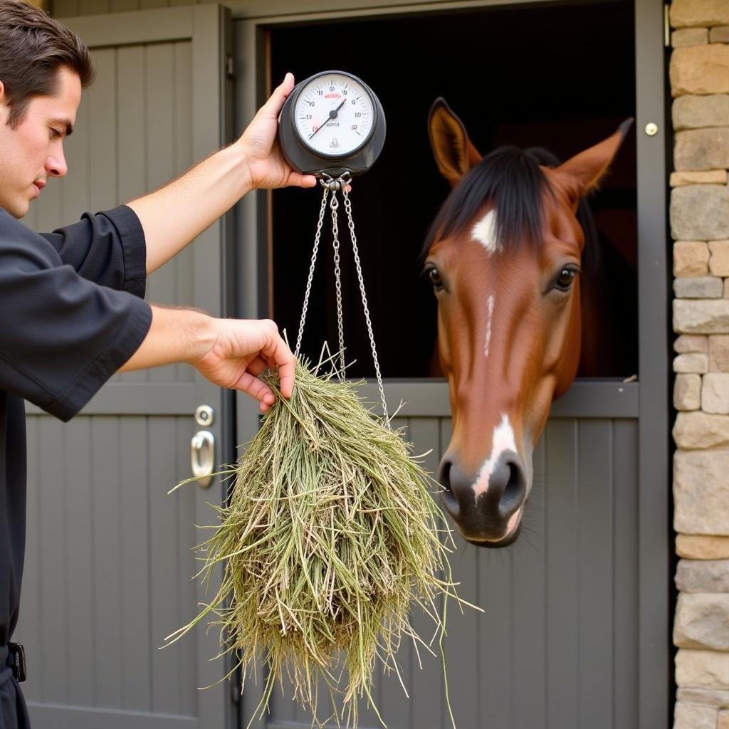 Weighing Hay for Horses with a Scale