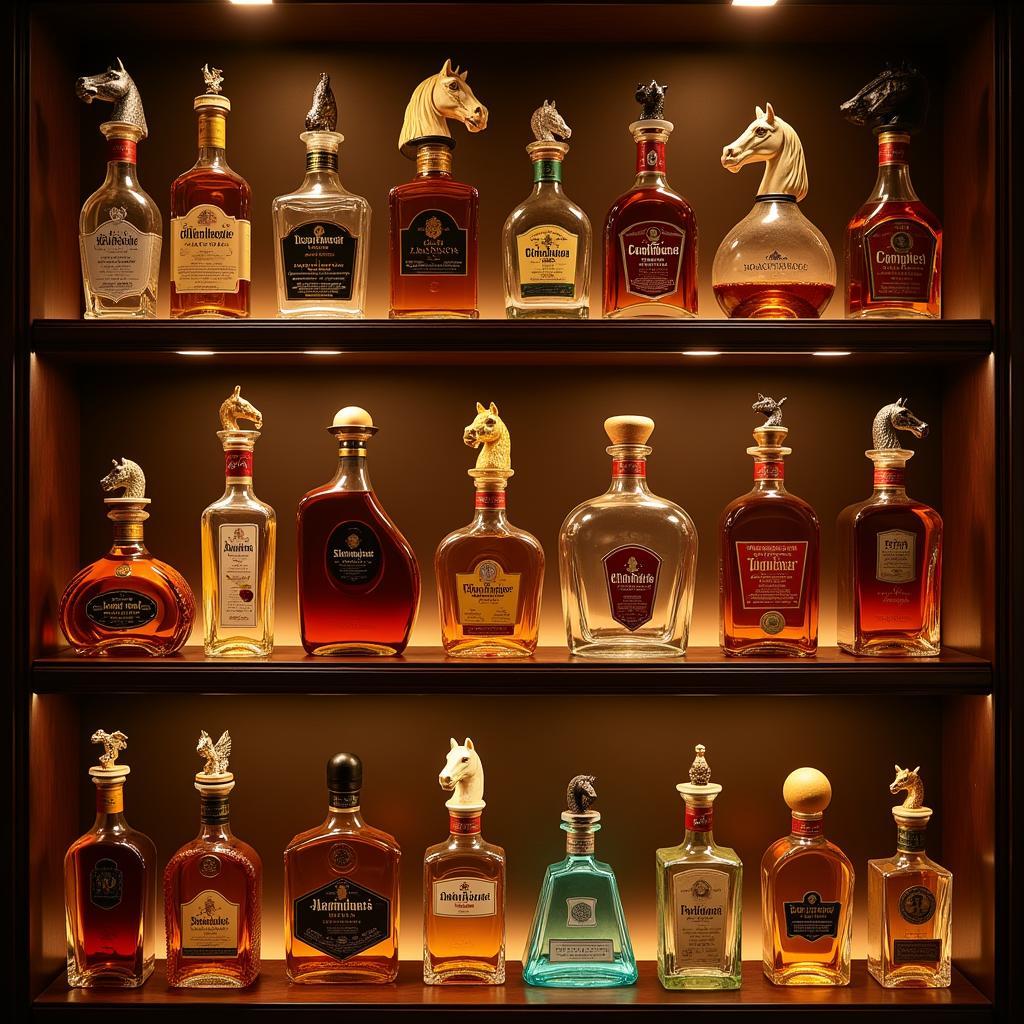 A Collection of Horse Head Tequila Bottles