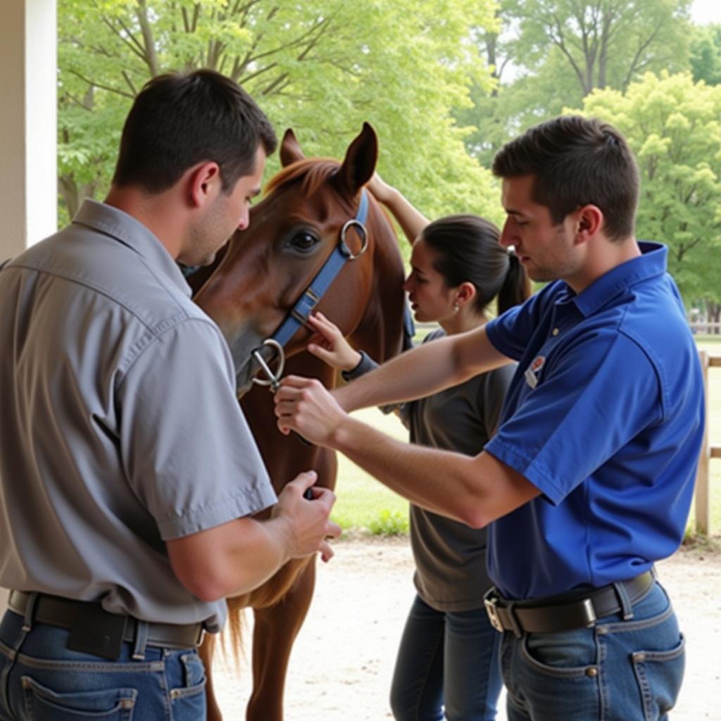 Veterinarian Performing a Health Check on a Horse