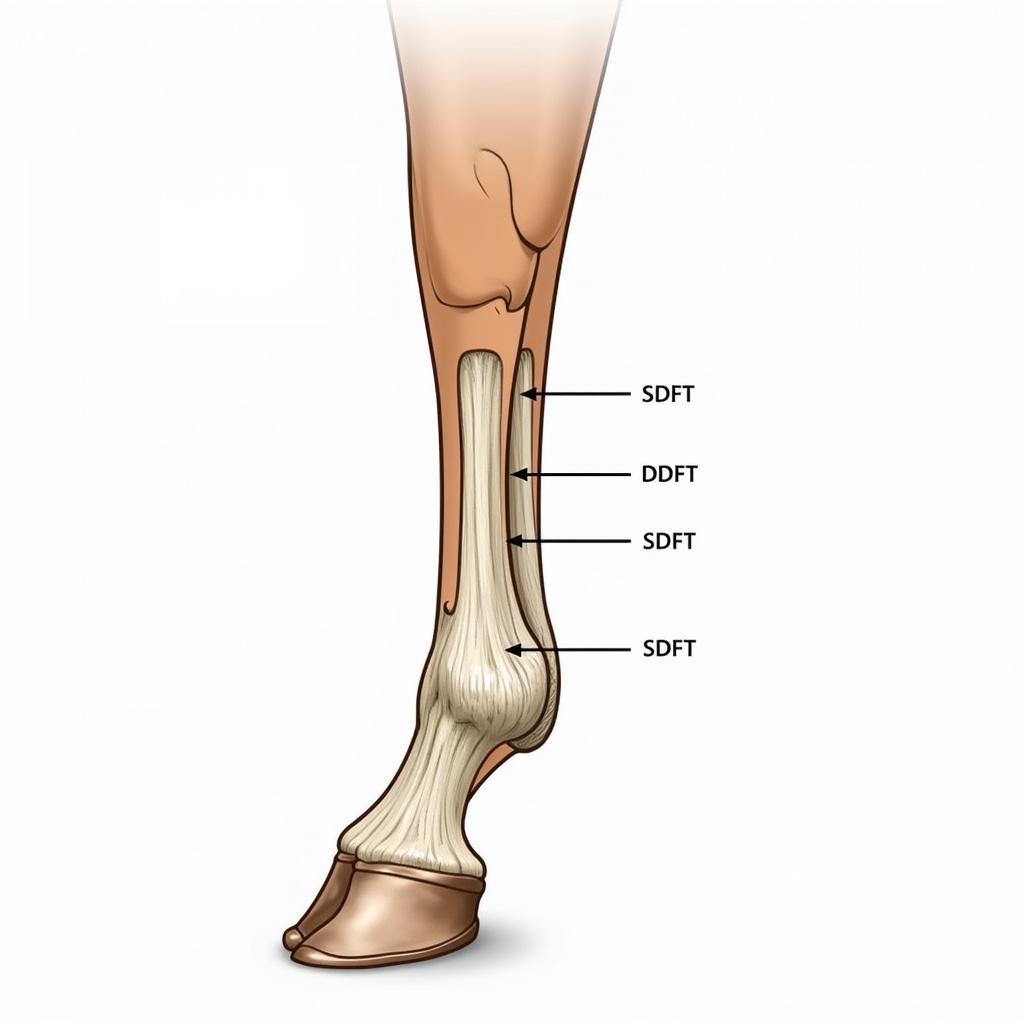 Horse Leg Anatomy Highlighting Tendons