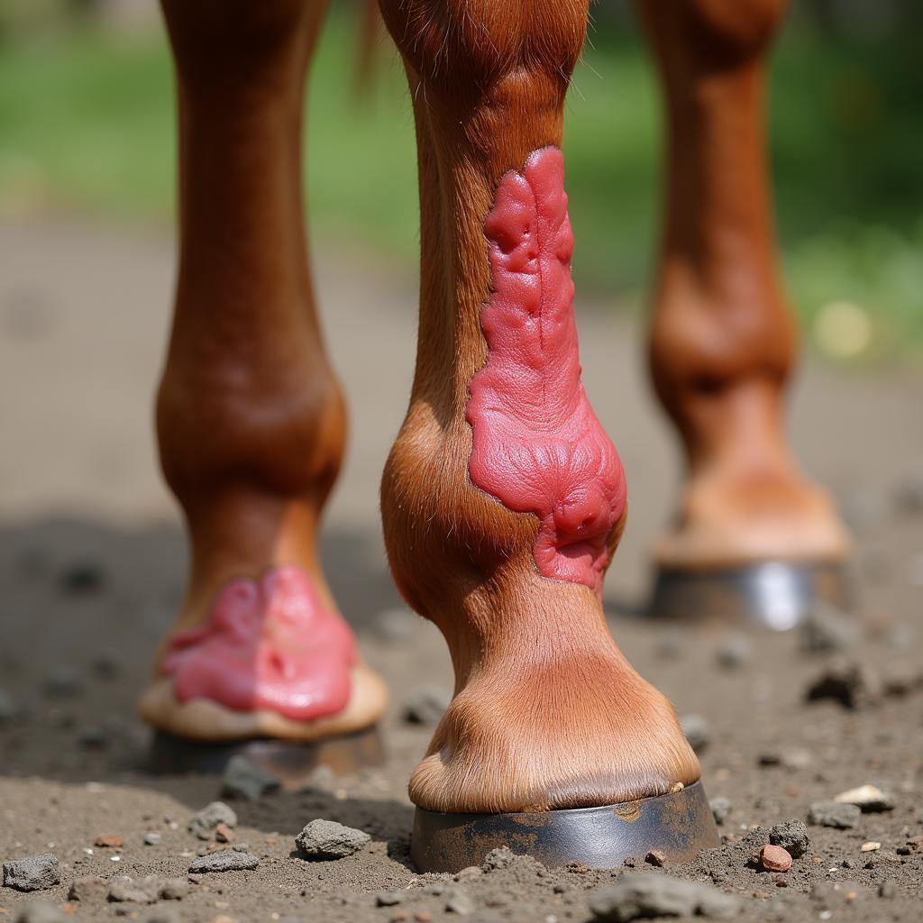 Horse Leg Showing Signs of Inflammation