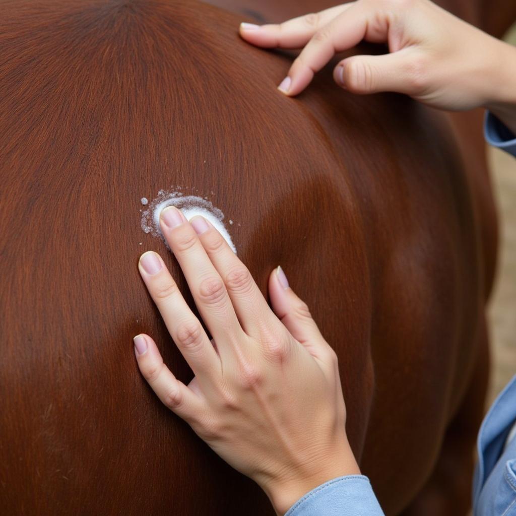 Applying Horse Mane and Tail Conditioner