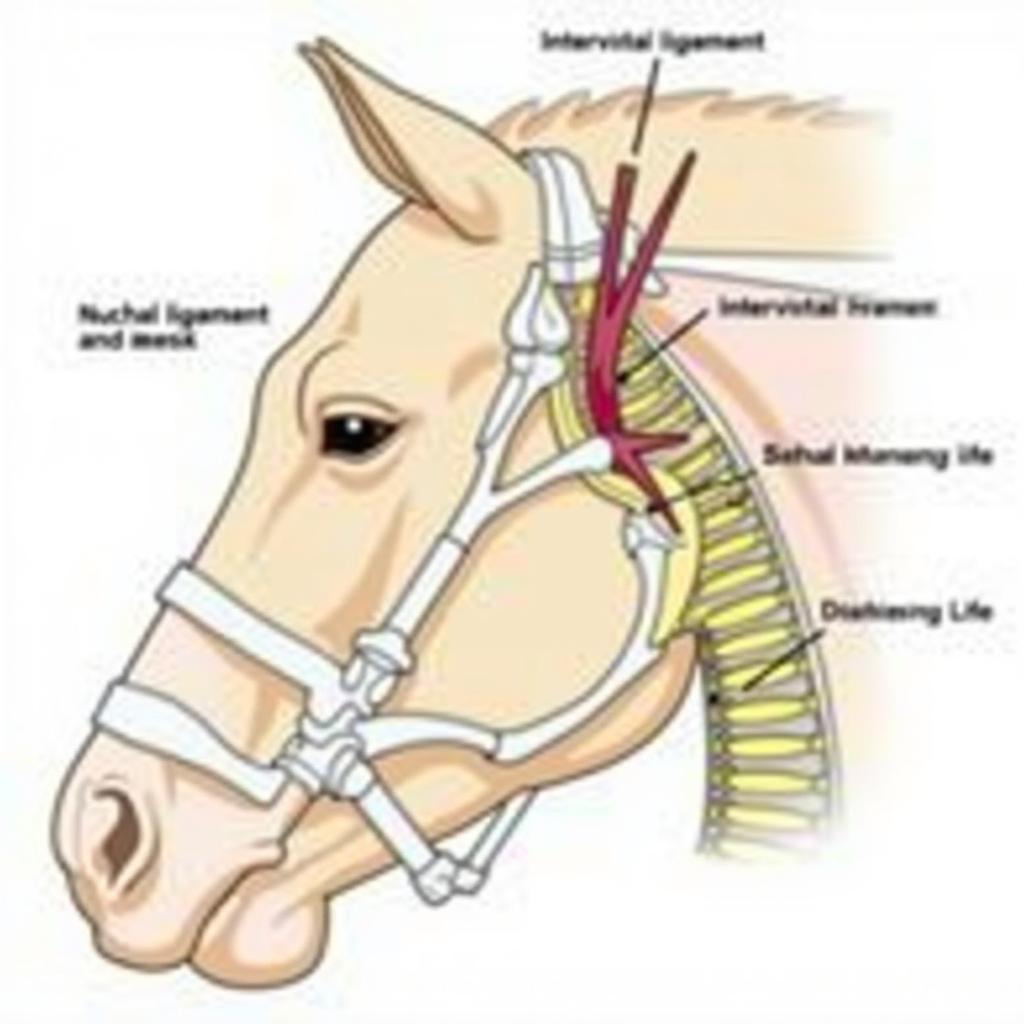 Horse Neck Ligaments and Vertebrae Structure