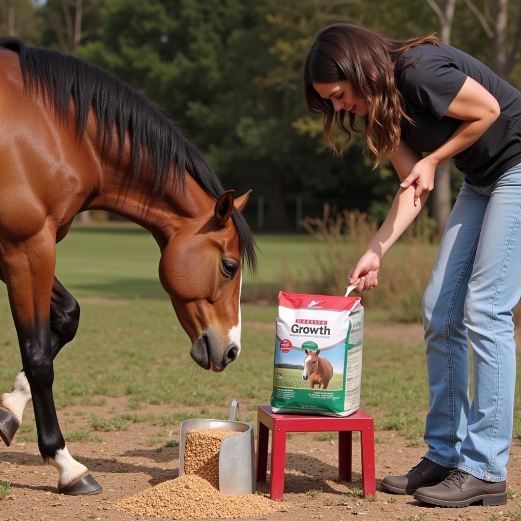 Horse Owner Measuring Feed