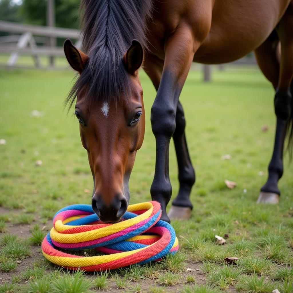 Horse Interacting with a Slinky