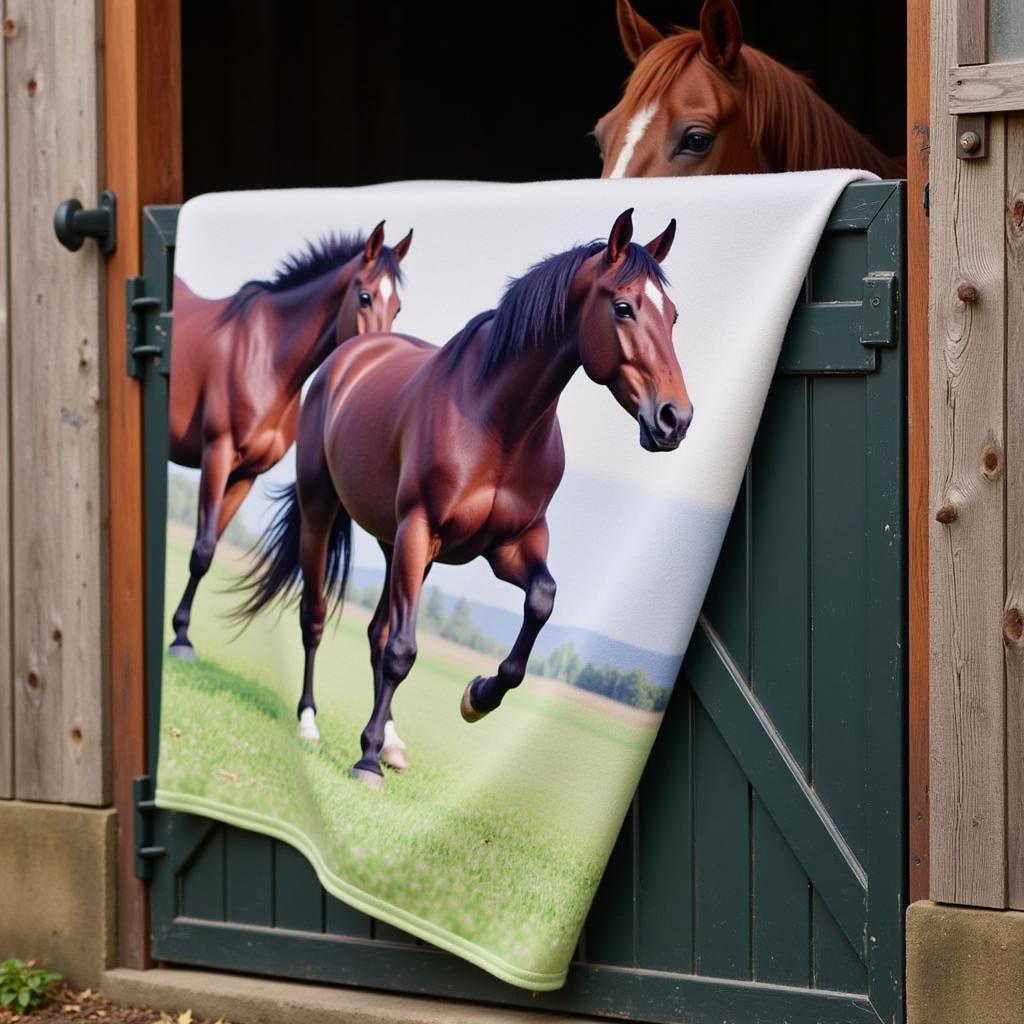 Cozy Horse Print Fleece Blanket for Cold Weather