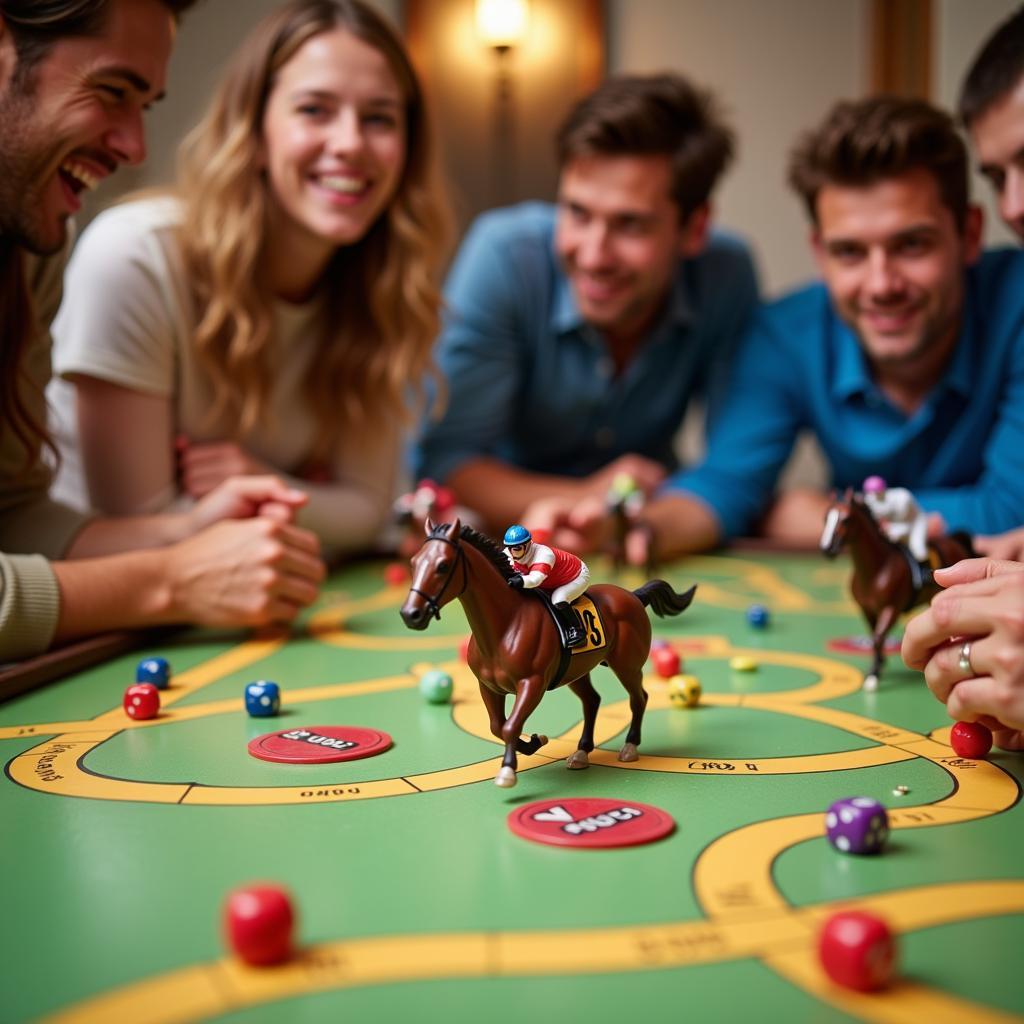 Horse Race Board Game with Dice In Action