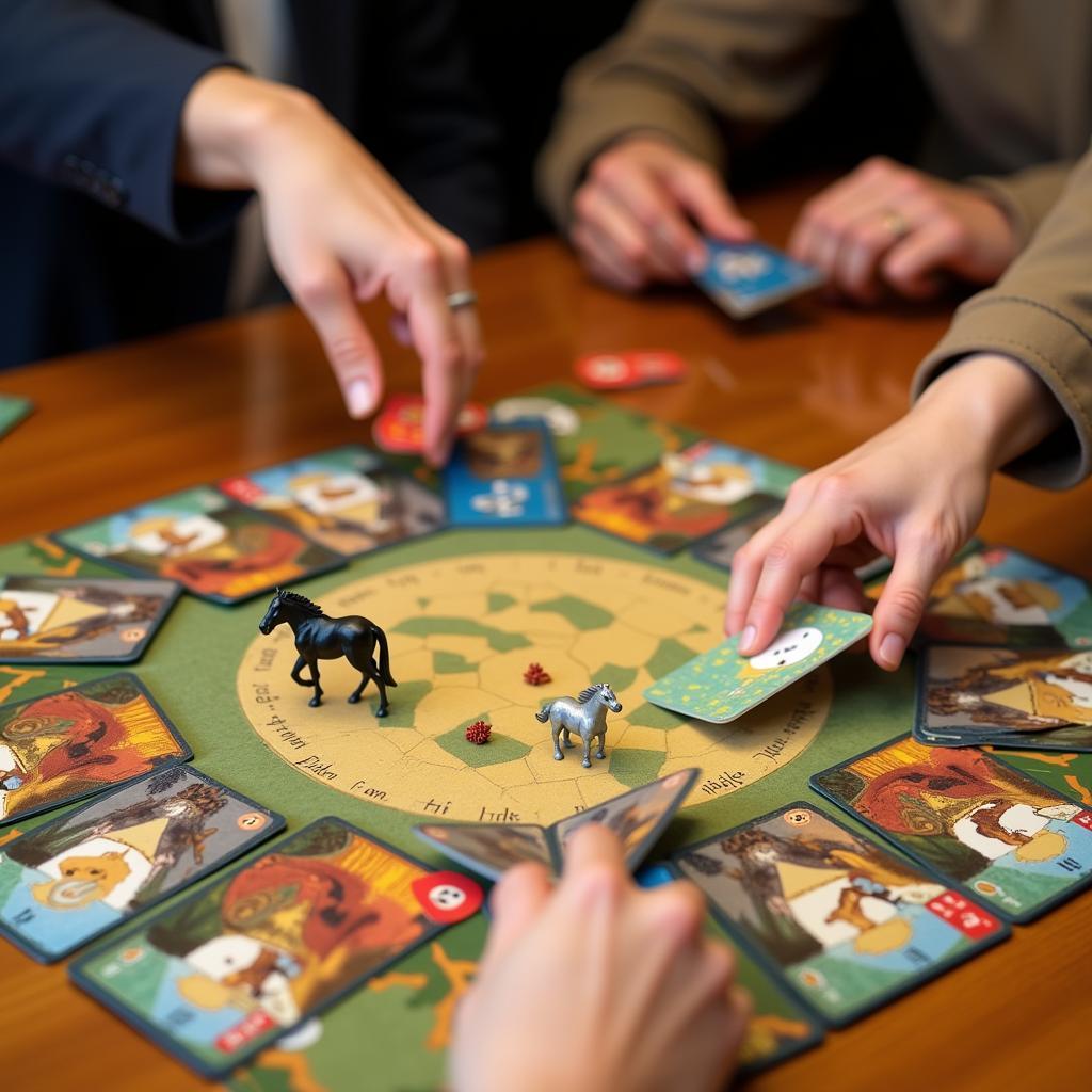 Players Engaged in a Horse Race Card Game