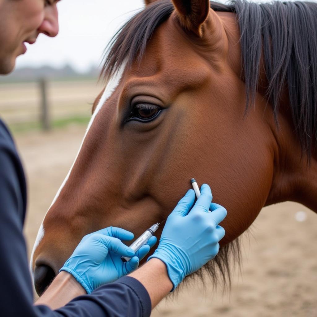 Horse Receiving Omeprazole Paste